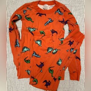 Hanna Andersson orange dinosaur long john pajamas